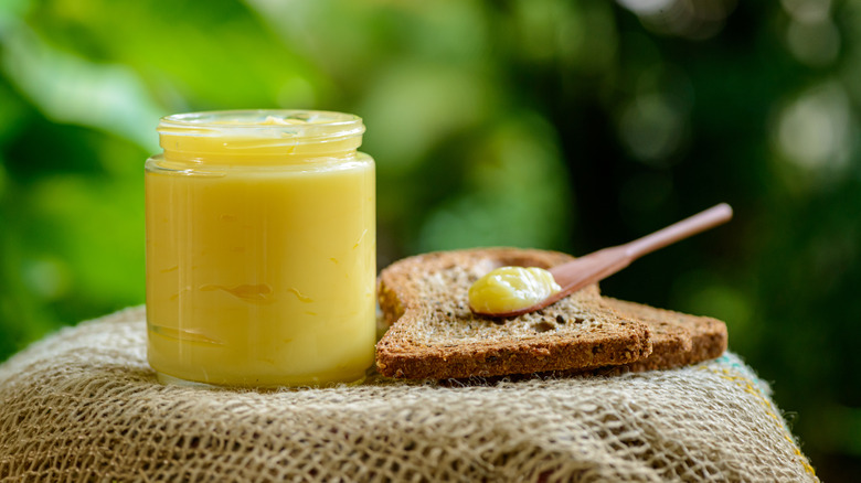 Ghee in a clear jar