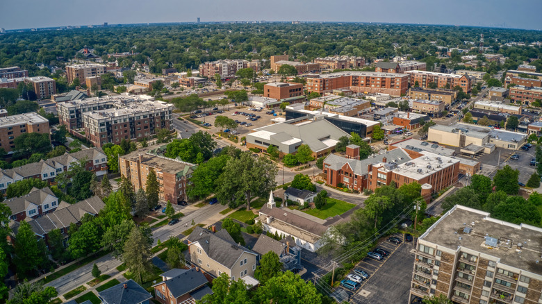 Aerial view of Downers Grove, Illinois