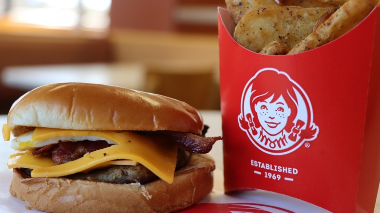 Burgers and fries from Wendy's