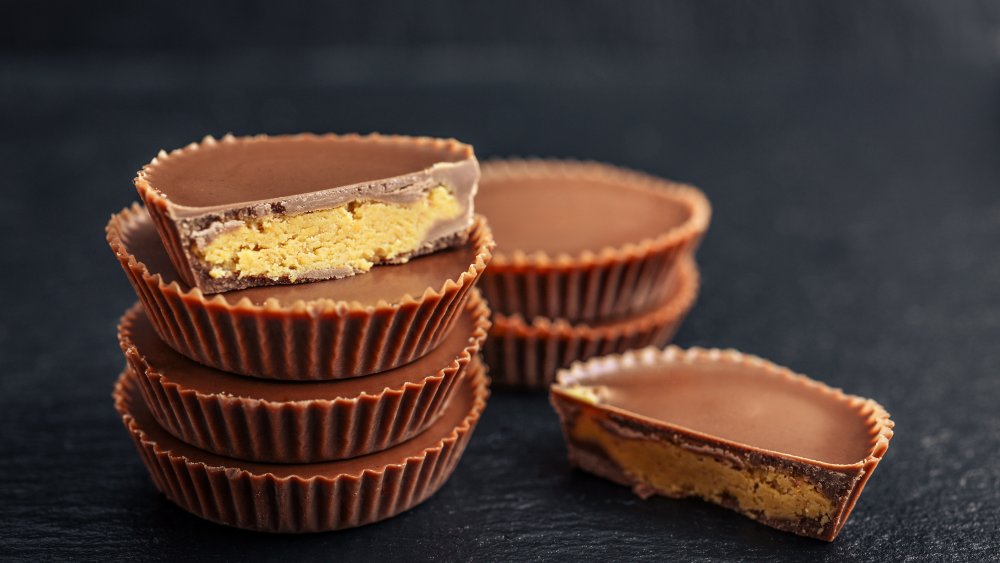 Peanut butter cups stacked