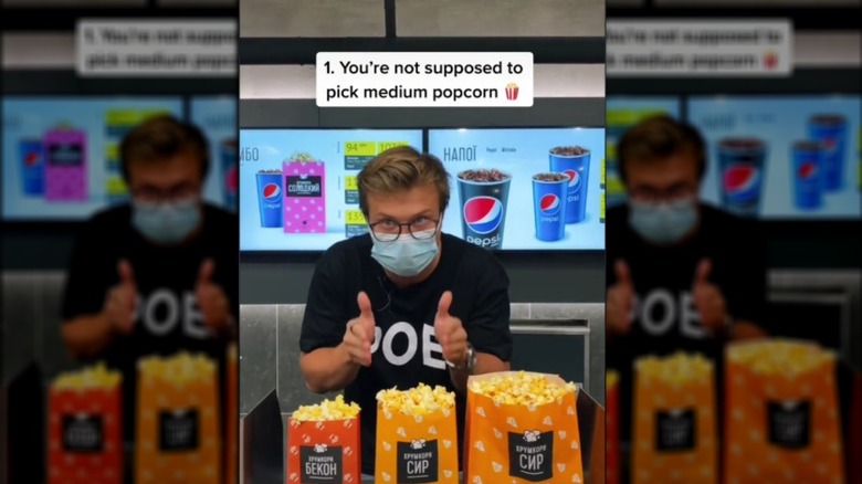 TikToker discussing theater popcorn