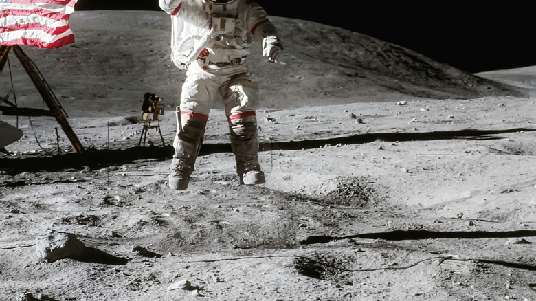 An astronaut on the moon