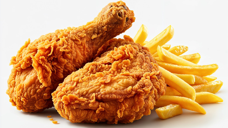 crispy fried chicken and fries