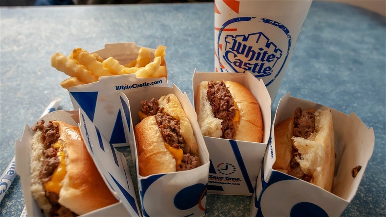White Castle sliders, fries, and drink
