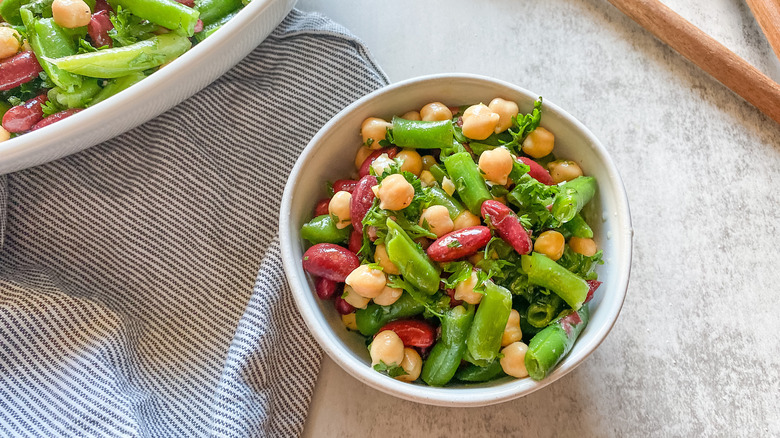 Three bean salad on a table