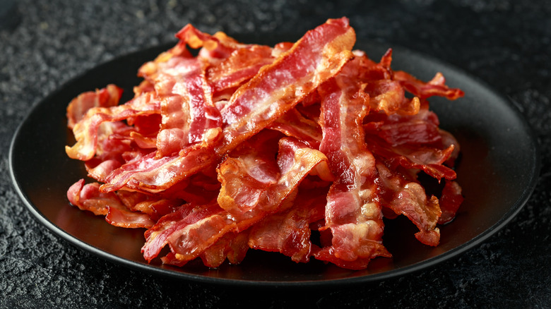 pile of bacon on plate