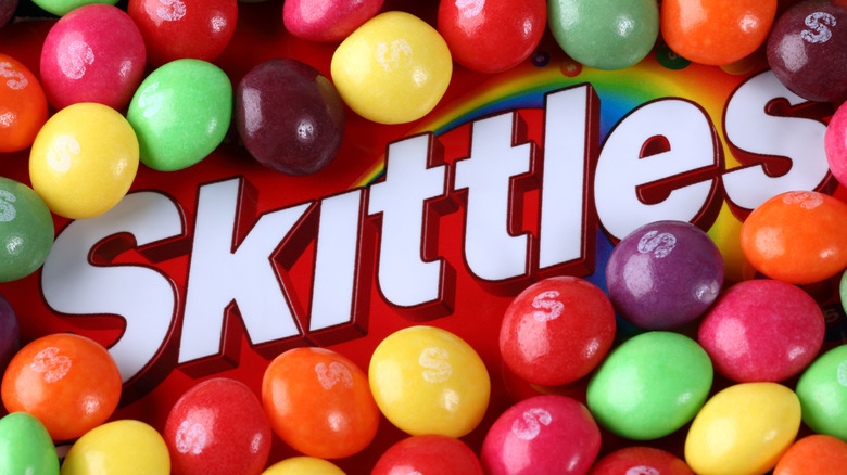 Close-up of Skittles candy