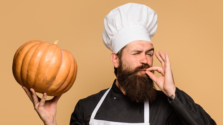 Chef with pumpkin