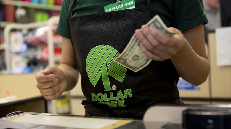 Dollar Tree employee wearing apron