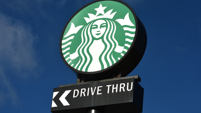 starbucks drive thru sign