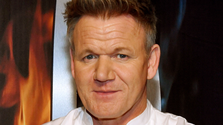 Gordon Ramsey closeup on fire background