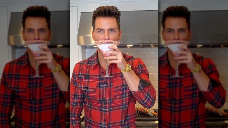 Bobby Boyd drinking festive cocktail