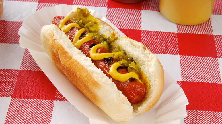Hot dog in bun