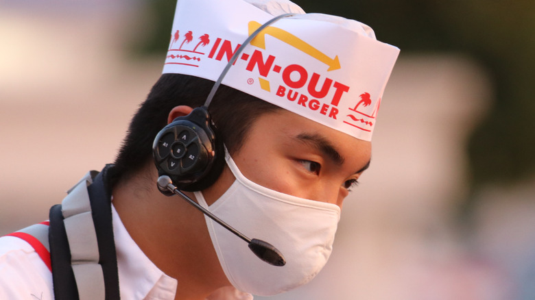 In-N-Out employee with headset on