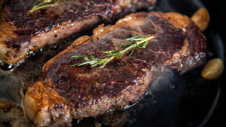 Close-up of New York steak