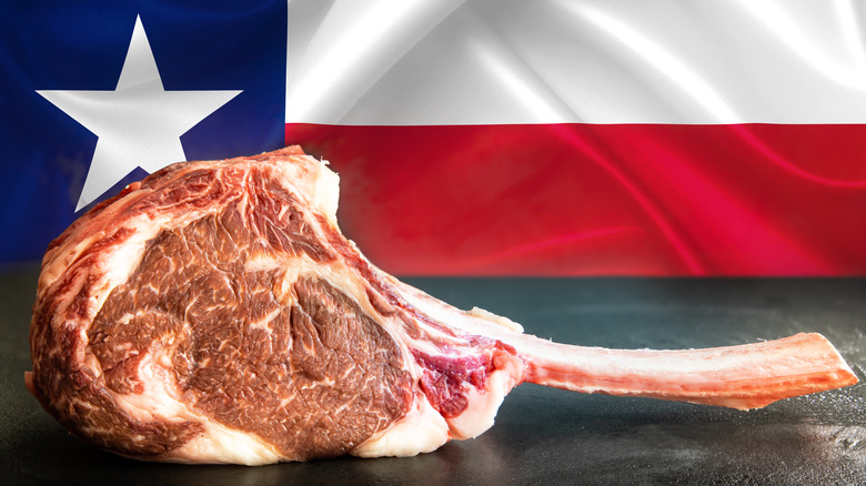 steak with texas flag