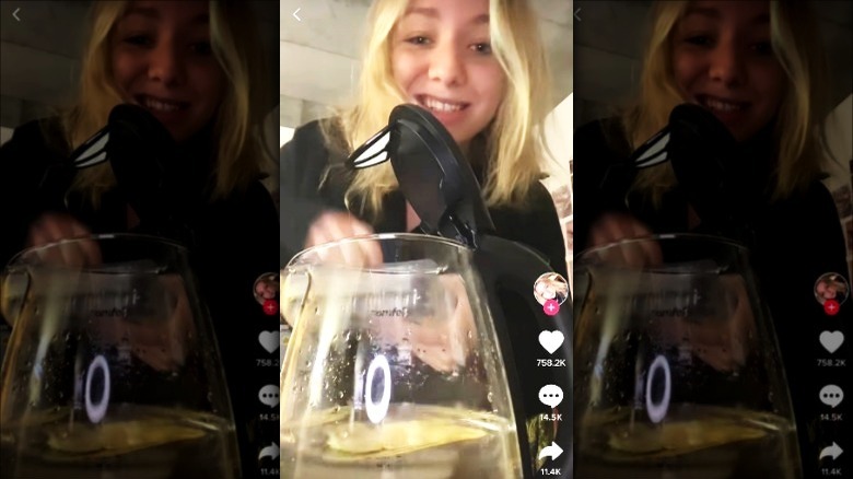 TikToker adding pasta to kettle