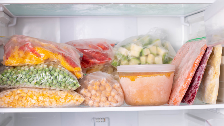 A variety of frozen food