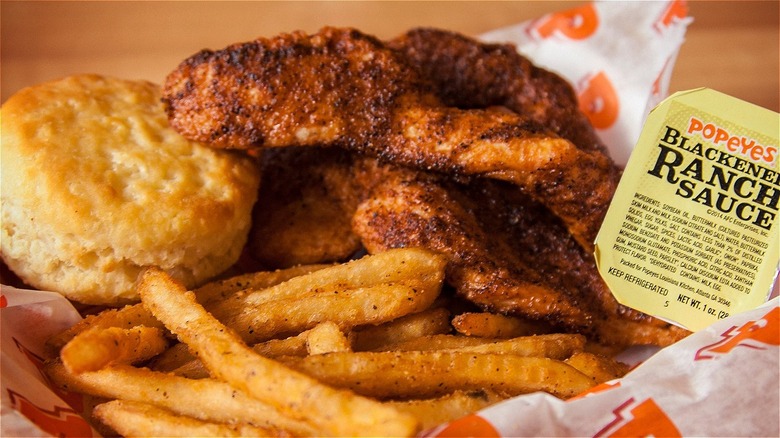 Popeyes blackened chicken with fries