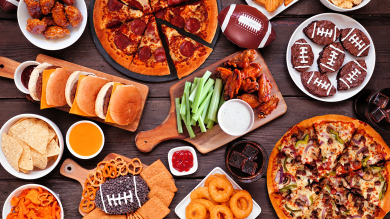 various Super Bowl football snacks