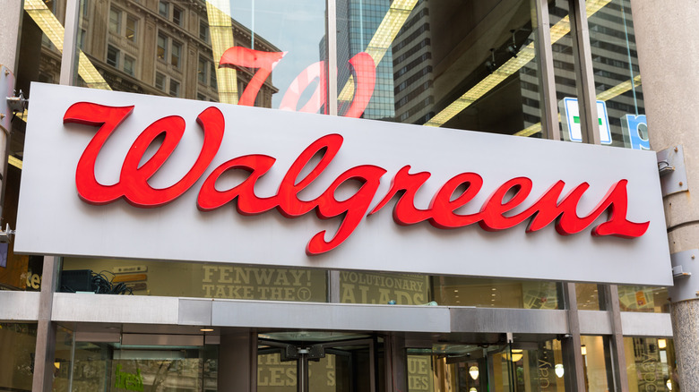 Walgreens logo on storefront