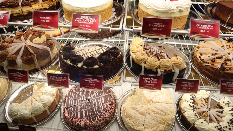 Cheesecake Factory cheesecakes on display 