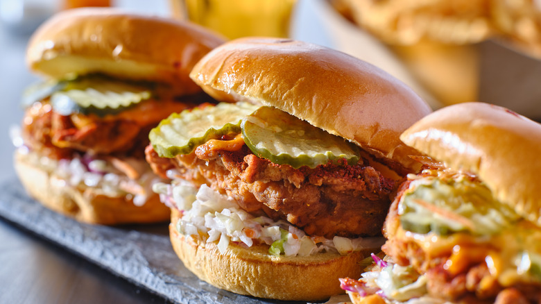 Chicken sandwiches with coleslaw