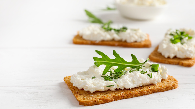 Cottage cheese on crackers