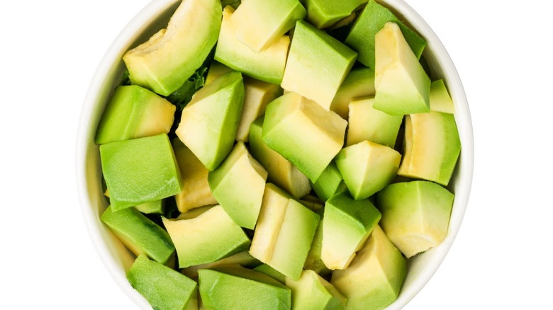 Bowl of chopped avocado