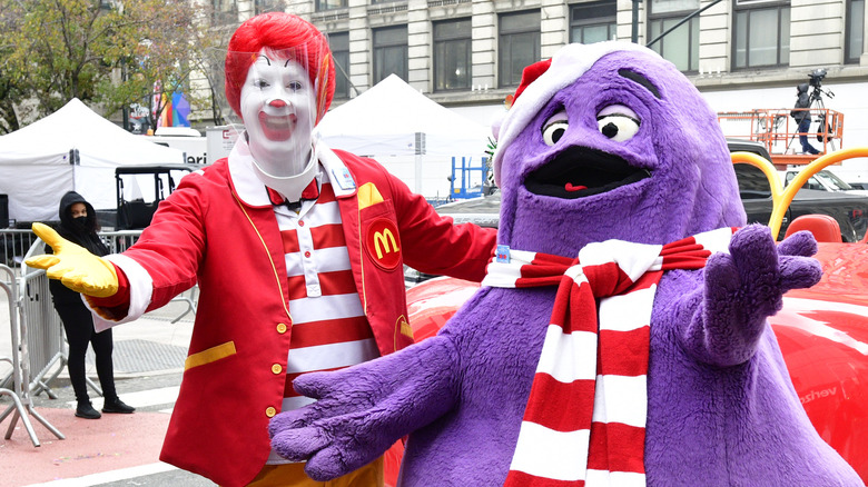 Grimace and Ronald McDonald smiling