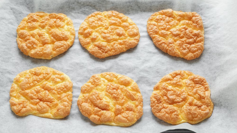 baked cloud bread on a baking sheet