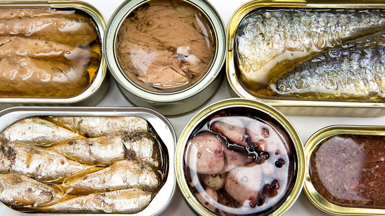 assorted tinned fish