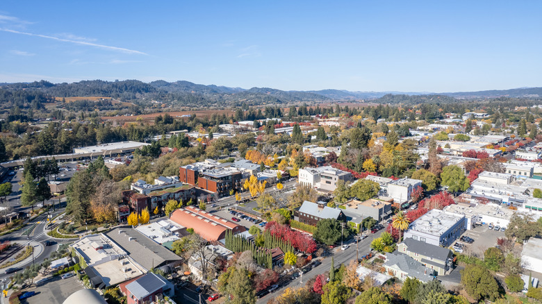 Aerial view of Healdsburg, CA