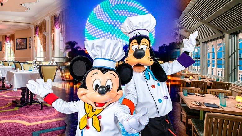 Mickey Mouse and Goofy in restaurants
