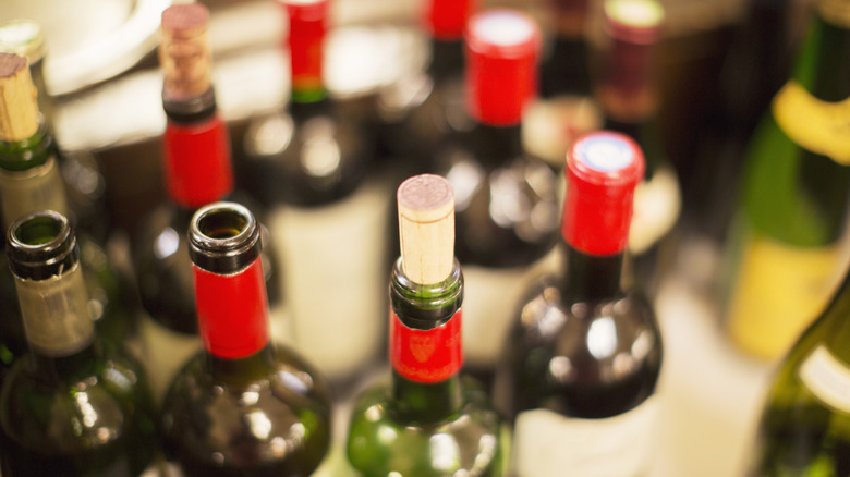Open and recorked bottles of wine