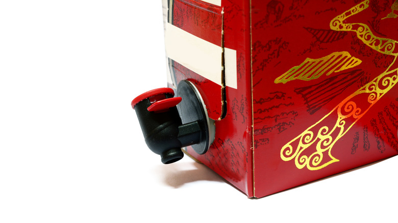 Close-up of box of wine