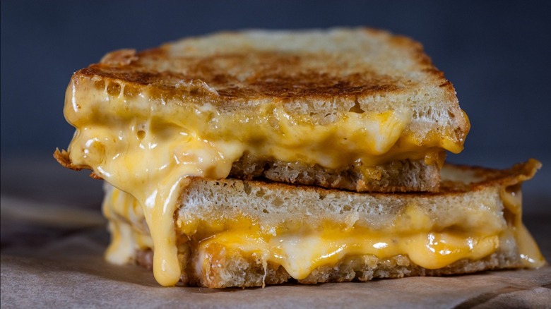 Halved grilled cheese