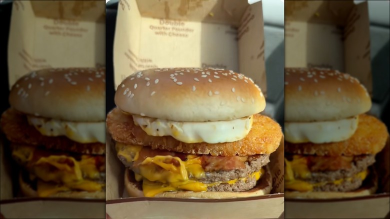 McBrunch Burger in a cardboard box.