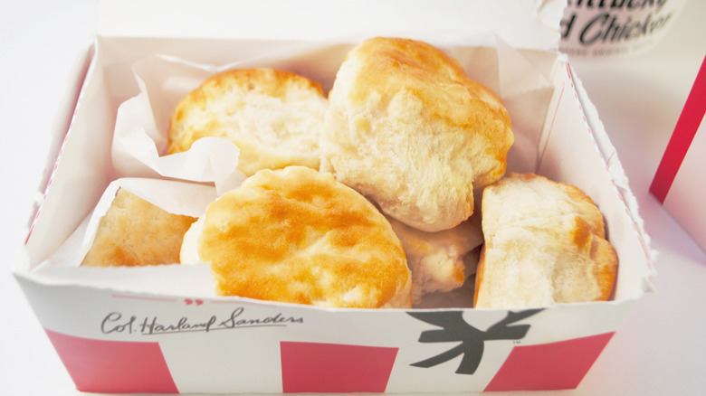 A box of biscuits at KFC.