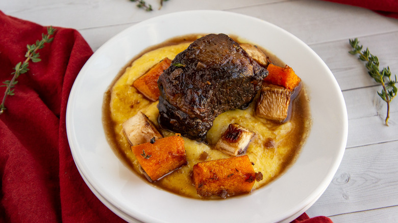 short rib, polenta, and veggies