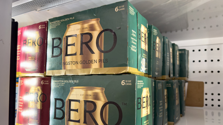 Cases of Bero on shelf