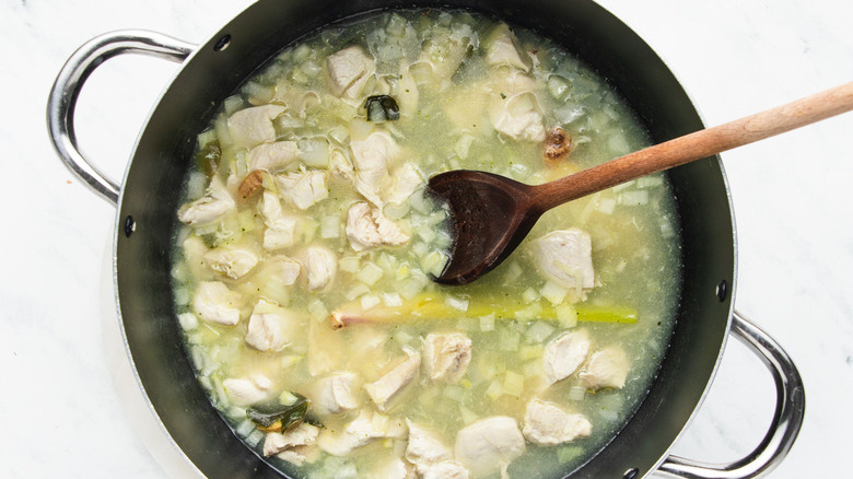 chicken soup in pot