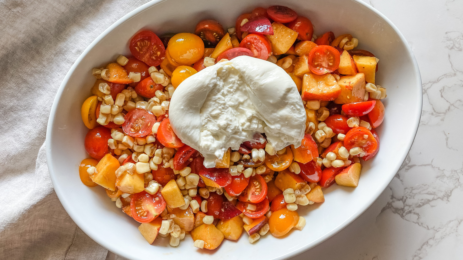 Tomato Peach Burrata Salad Recipe