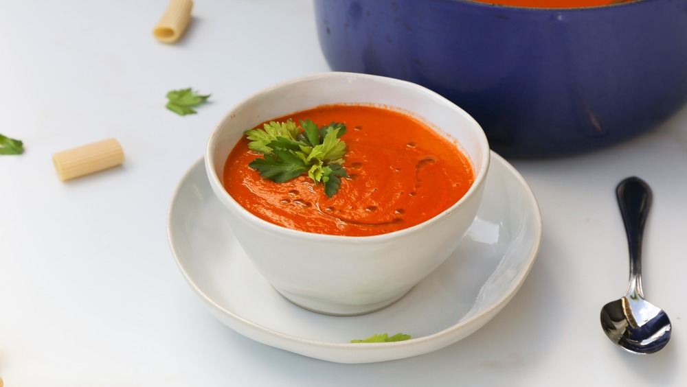 tomato soup in bowl