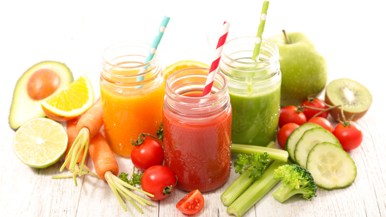 Tomato and other assorted smoothies 