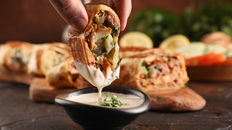 Shawarma with dipping sauce