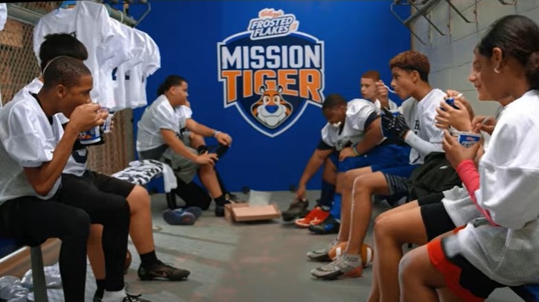 Frosted Flakes Mission Tiger locker room with students