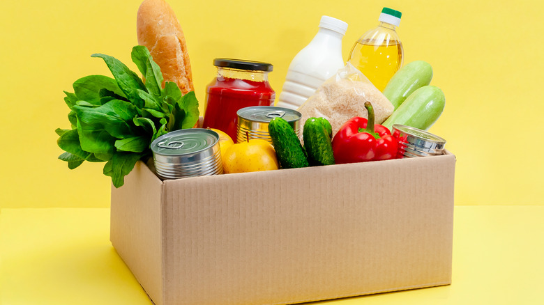 Box of donated food items