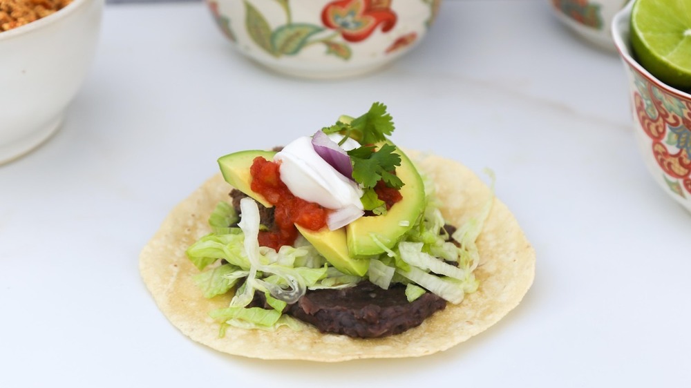 Tostadas being built