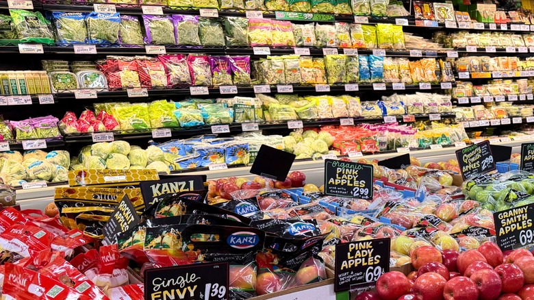 Assorted food items on display at Trader Joe's.